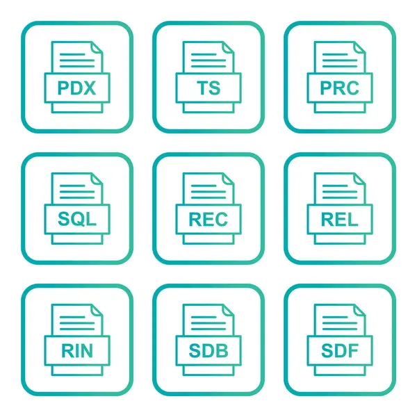 Set Icone Formati File — Vettoriale Stock