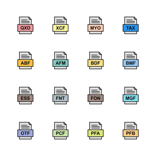 Ensemble Icônes Formats Fichiers — Image vectorielle