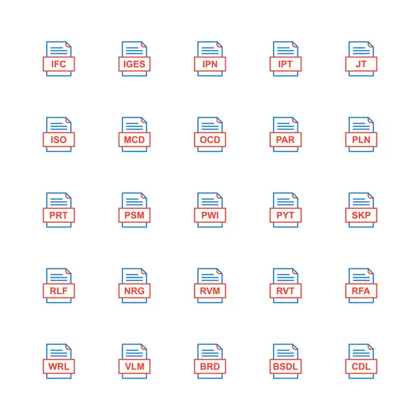 Set File Formats Icons — Stock Vector