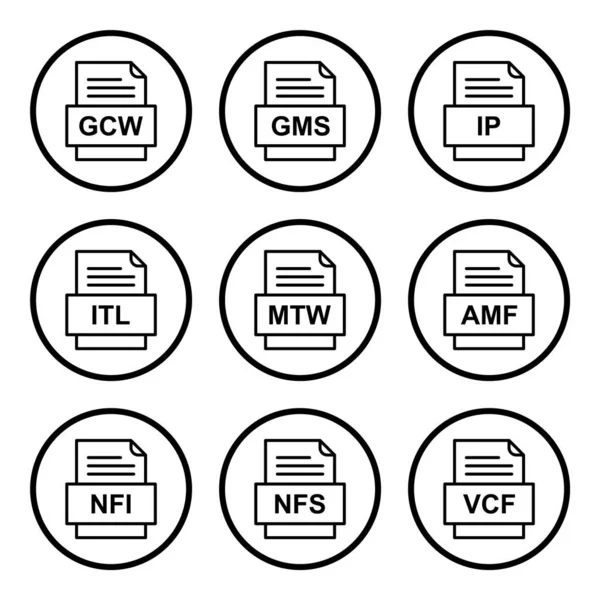 Set Von Symbolen Für Dateiformate — Stockvektor