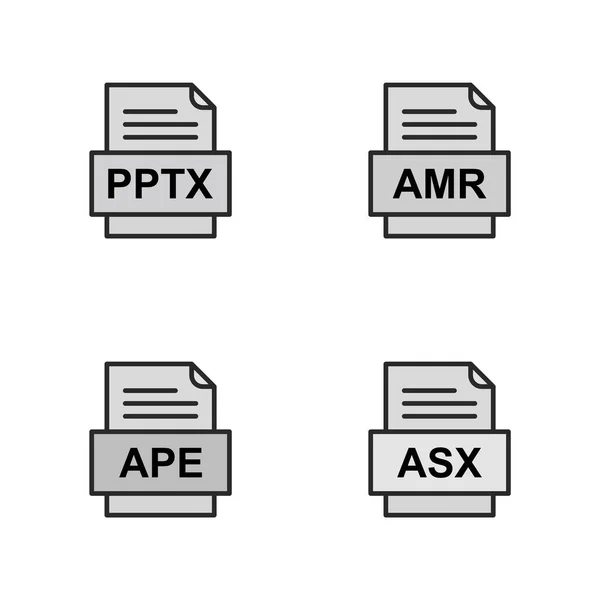 Ensemble Icônes Formats Fichiers — Image vectorielle