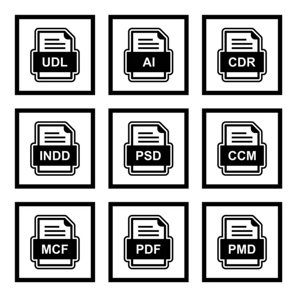 Conjunto Iconos Formatos Archivo — Archivo Imágenes Vectoriales