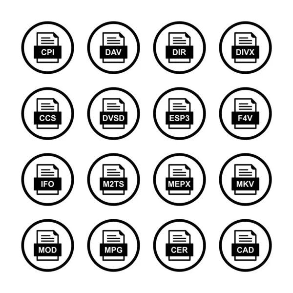 Ensemble Icônes Formats Fichiers — Image vectorielle