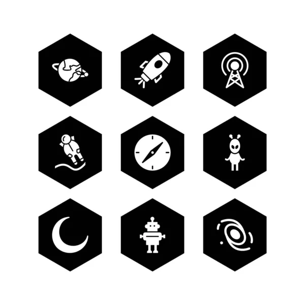 Ikon Astronomicznych Izolowanych Białym Tle — Wektor stockowy