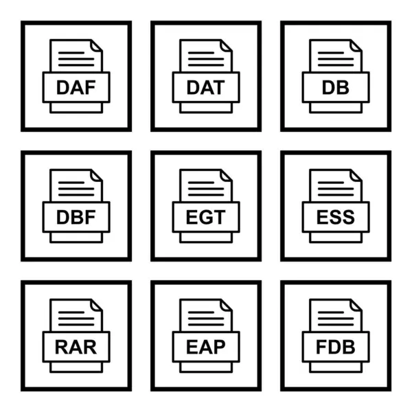 Sada Ikon Formátů Souborů — Stockový vektor