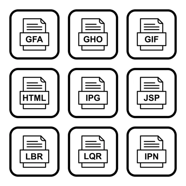 Set Van Bestandsformaten Pictogrammen — Stockvector