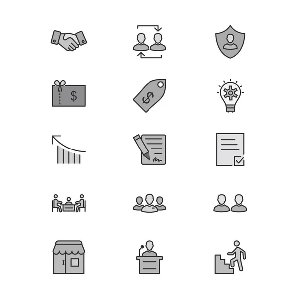 Business Icons Sheet Isolated White Background — Stock Vector