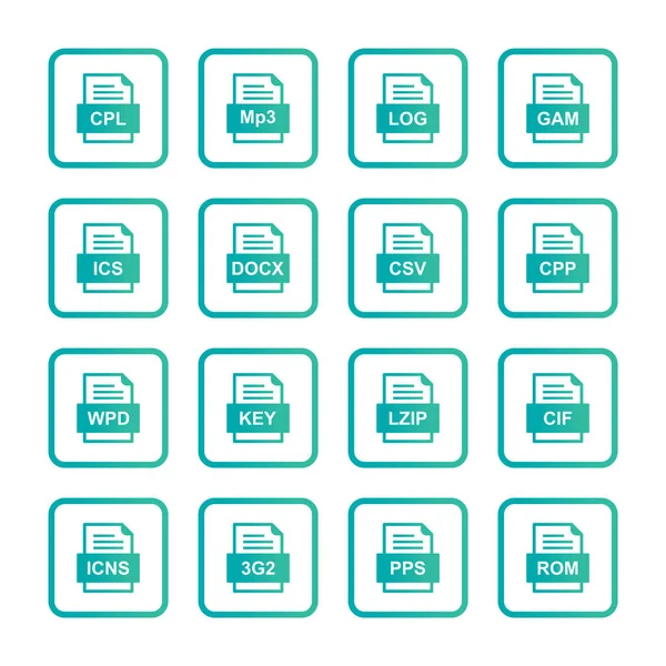 Ensemble Icônes Formats Fichiers — Image vectorielle