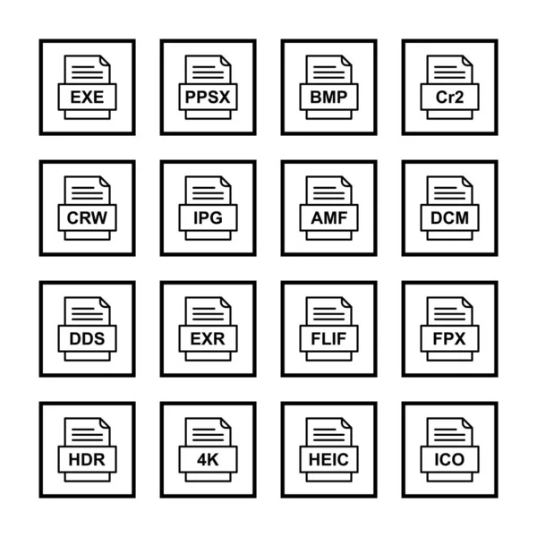 Set Von Symbolen Für Dateiformate — Stockvektor