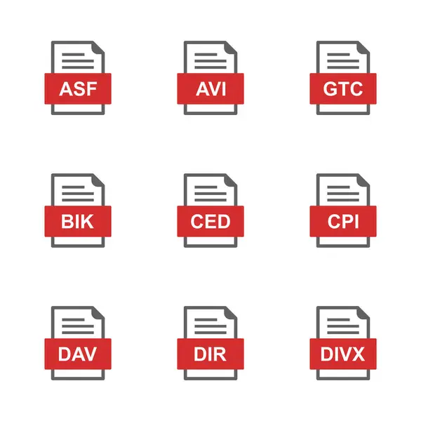 Ensemble Icônes Formats Fichiers — Image vectorielle