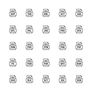 25 dosya biçimi simgesi kümesi