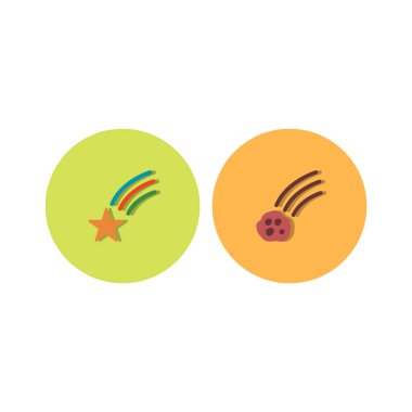 Beyaz arkaplanda izole edilmiş 2 astronomi simgesi kümesi...