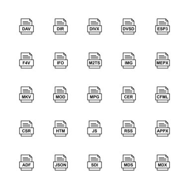 25 dosya biçimi simgesi kümesi