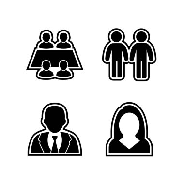 Beyaz arkaplanda 4 adet iş simgesi izole edildi...