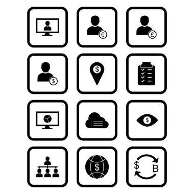 Beyaz Arkaplan Vektörü İzole Edilmiş Elementler Üzerine 12 İş Simgesi...