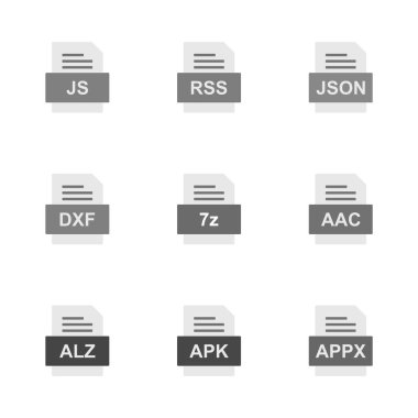 9 dosya biçimi simgesi kümesi