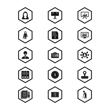 Beyaz Arkaplanda İzole Edilmiş 15 İş Simgesi Sayfası...