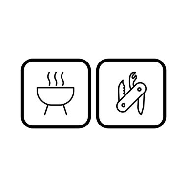 Beyaz Arkaplanda İzole edilmiş 2 kamp Simgesi...