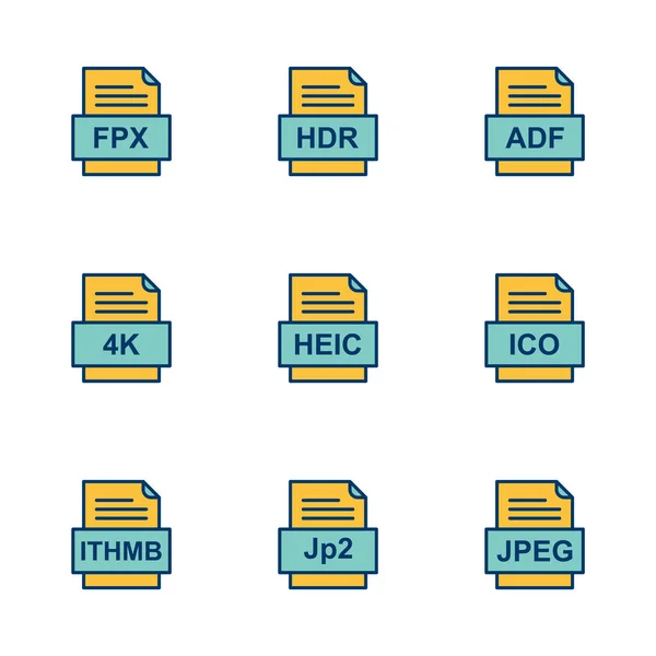 Conjunto Ícones Formatos Arquivo —  Vetores de Stock