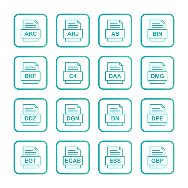 Conjunto Ícones Formatos Arquivo —  Vetores de Stock