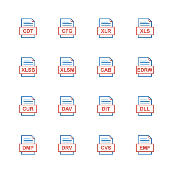 Set Von Symbolen Für Dateiformate — Stockvektor