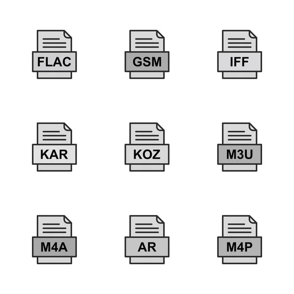 Ensemble Icônes Formats Fichiers — Image vectorielle