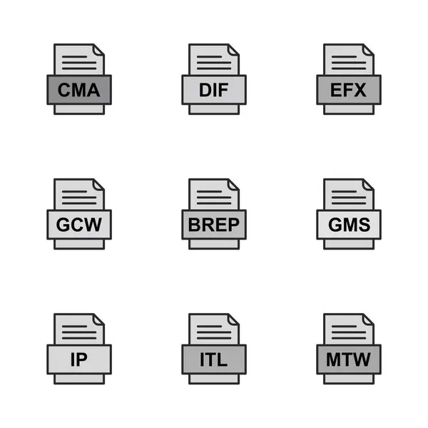 Conjunto Ícones Formatos Arquivo — Vetor de Stock