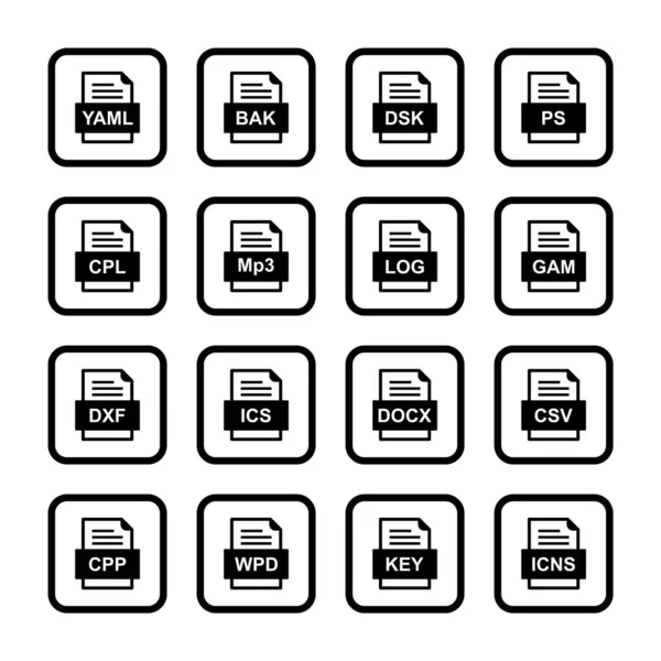 Set Von Symbolen Für Dateiformate — Stockvektor