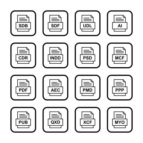 Conjunto Iconos Formatos Archivo — Archivo Imágenes Vectoriales