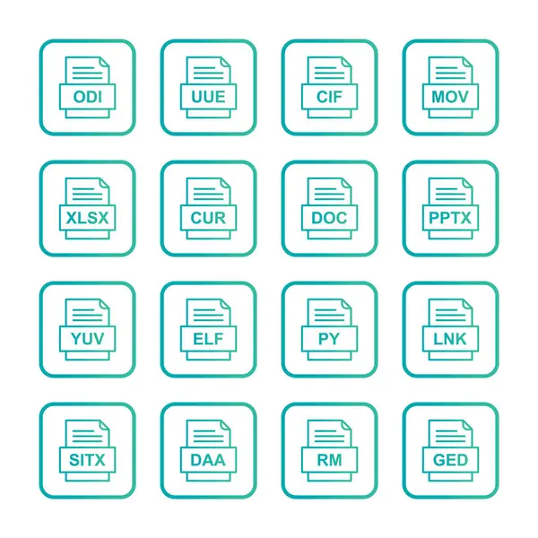 Ensemble Icônes Formats Fichiers — Image vectorielle