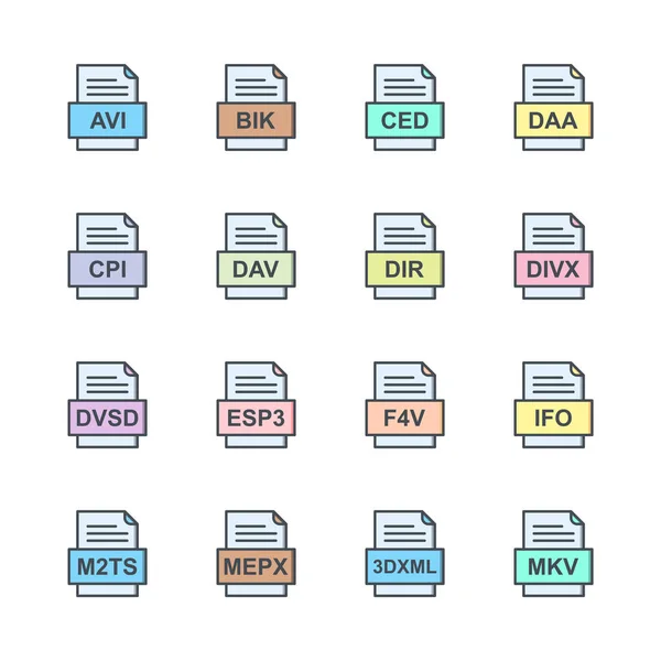 Set Von Symbolen Für Dateiformate — Stockvektor