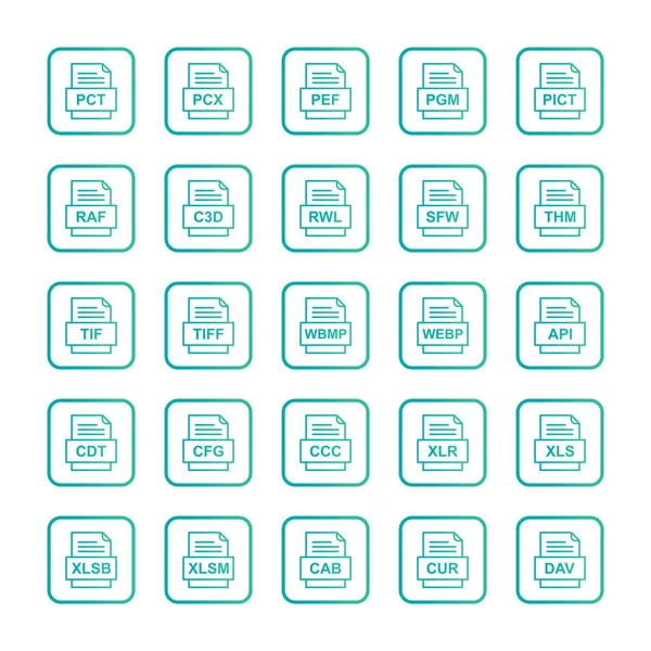 Set File Formats Icons — Stock Vector