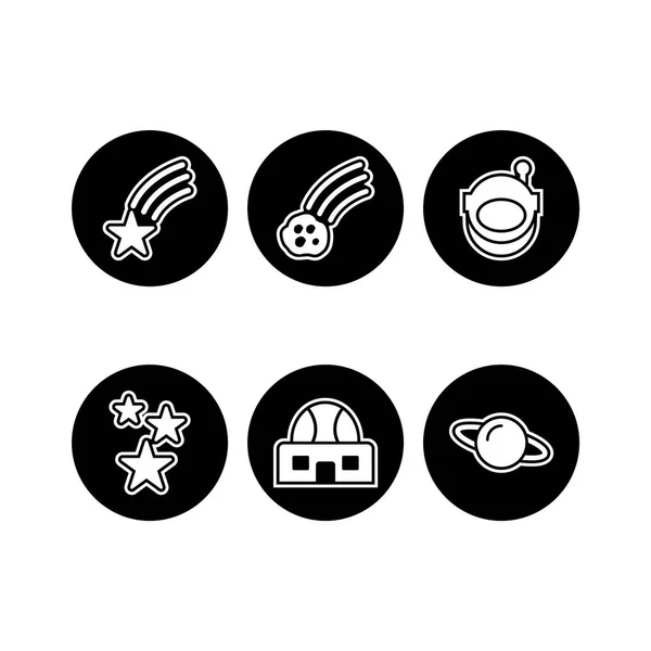 Set Icoane Astronomice Elemente Izolate Fundal Alb — Vector de stoc