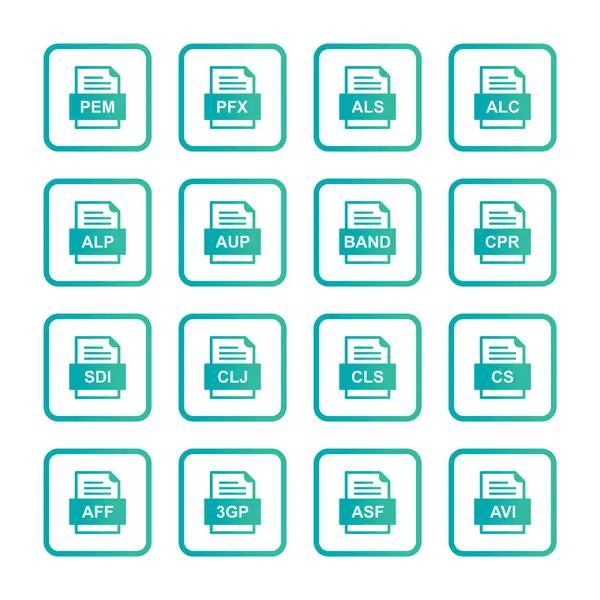 Ensemble Icônes Formats Fichiers — Image vectorielle