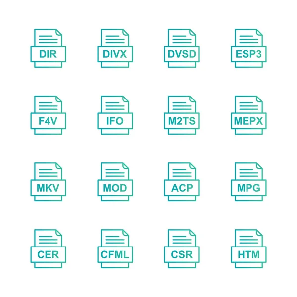 Ensemble Icônes Formats Fichiers — Image vectorielle