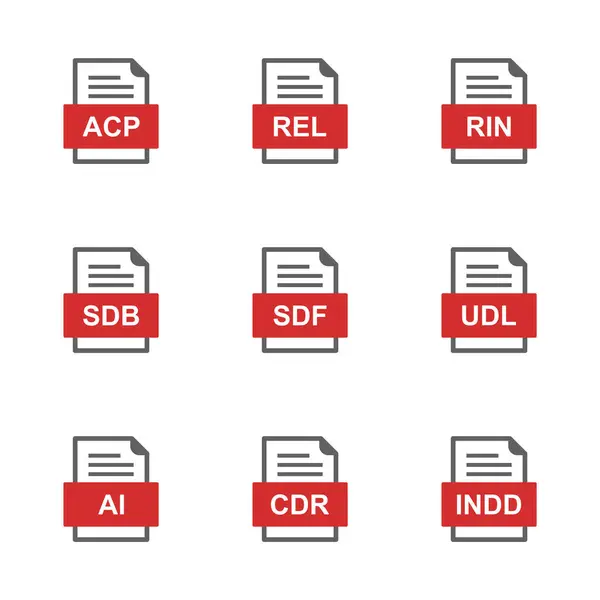 Zestaw Ikon Formatów Plików — Wektor stockowy