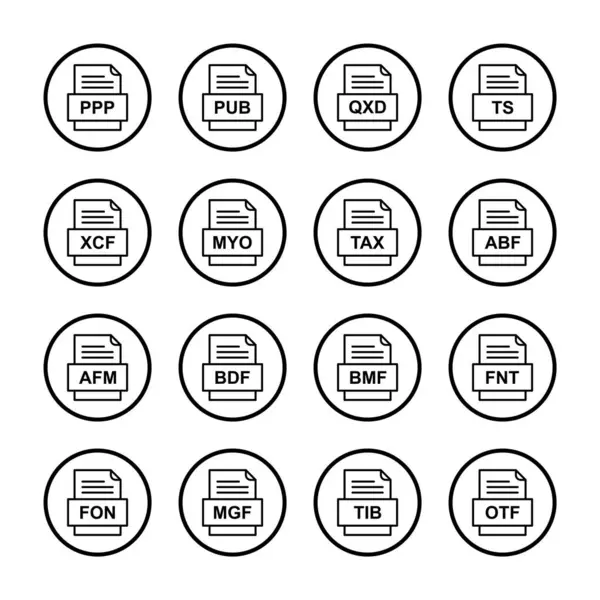 Ensemble Icônes Formats Fichiers — Image vectorielle