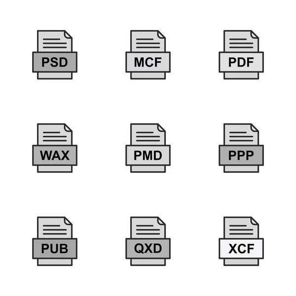 Ensemble Icônes Formats Fichiers — Image vectorielle