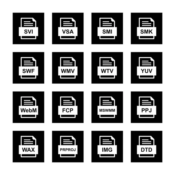 Ensemble Icônes Formats Fichiers — Image vectorielle