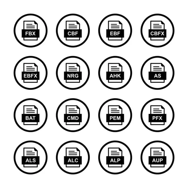 Ensemble Icônes Formats Fichiers — Image vectorielle