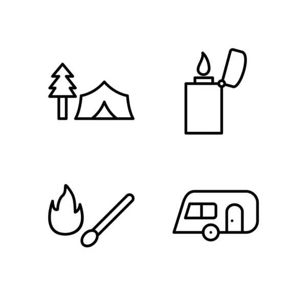 Icon Set Von Camping Für Den Persönlichen Und Gewerblichen Gebrauch — Stockvektor