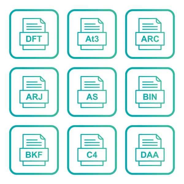 Set Von Symbolen Für Dateiformate — Stockvektor