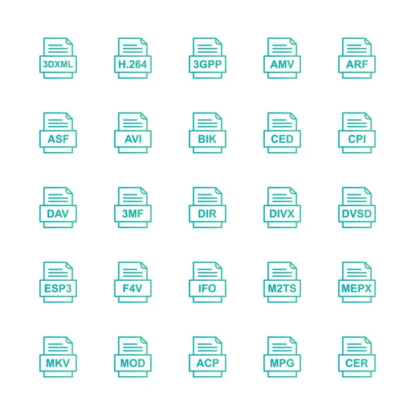 Conjunto Iconos Formatos Archivo — Vector de stock