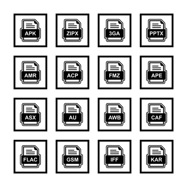 Set Von Symbolen Für Dateiformate — Stockvektor