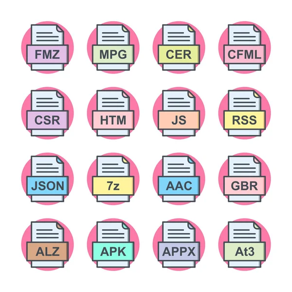 Conjunto Ícones Formatos Arquivo — Vetor de Stock