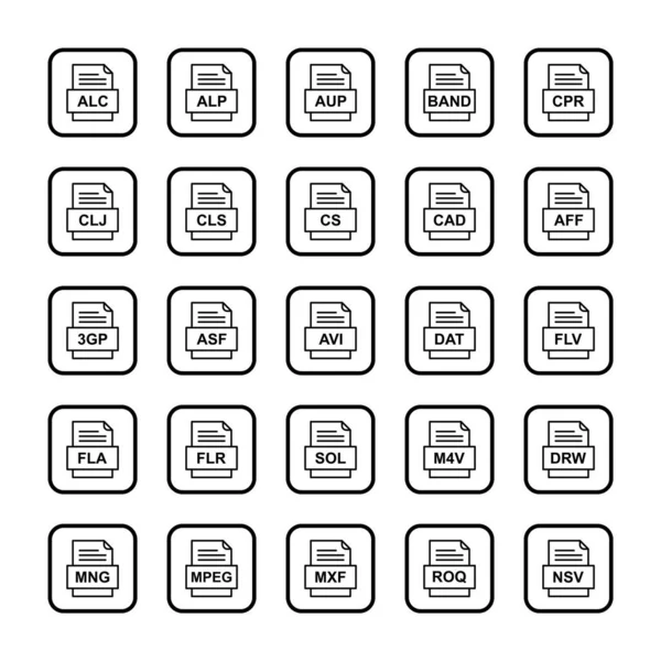 Set Von Symbolen Für Dateiformate — Stockvektor