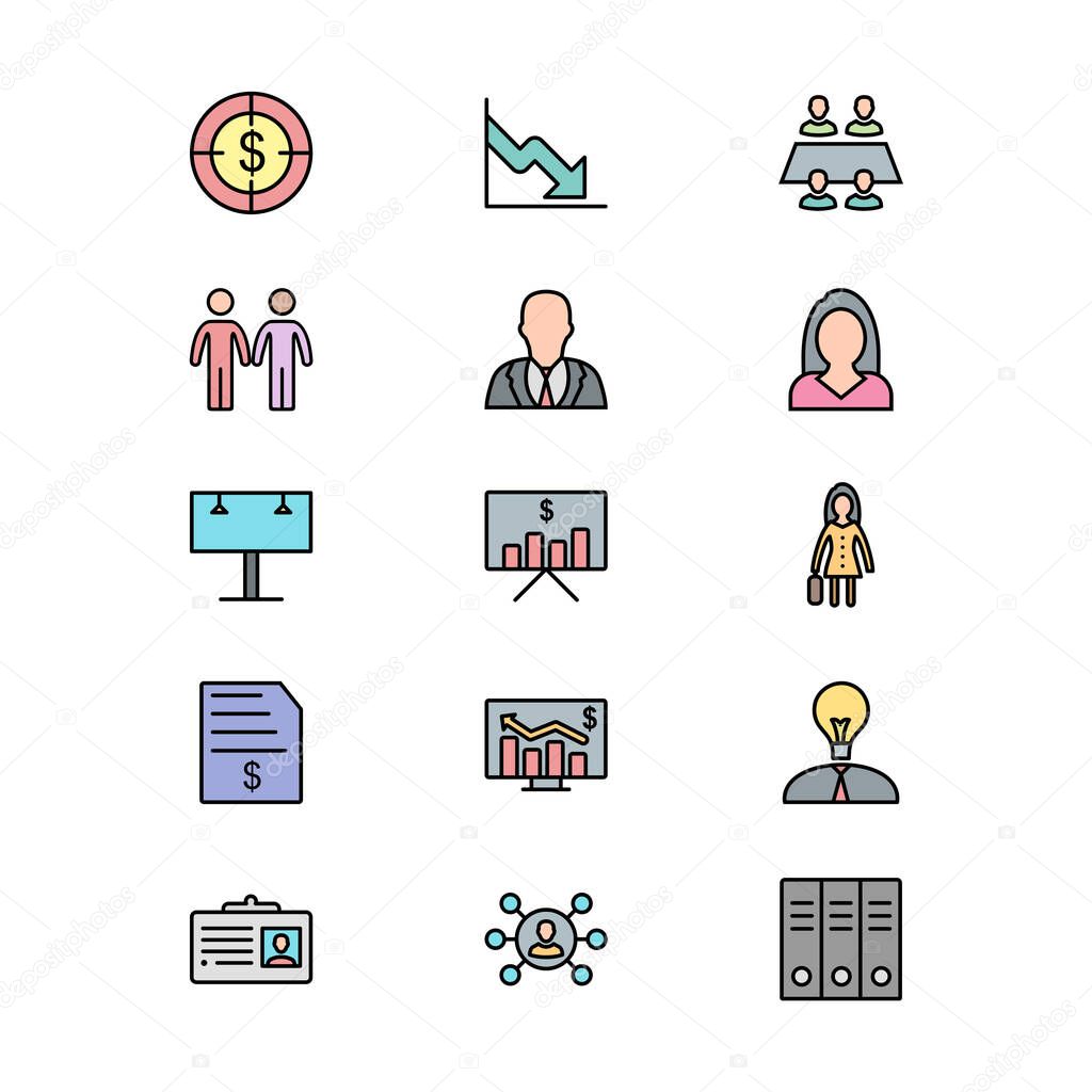 15 Set Of business icons isolated on white background...