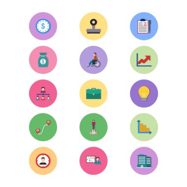 Beyaz Arkaplanda İzole Edilmiş 15 İş Simgesi Sayfası...