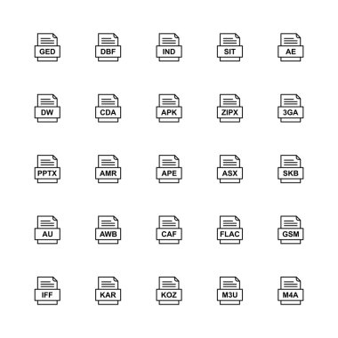 25 dosya biçimi simgesi kümesi