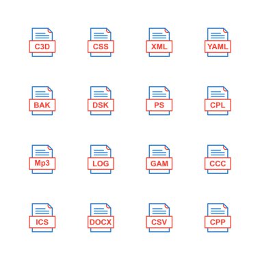 9 dosya biçimi simgesi kümesi